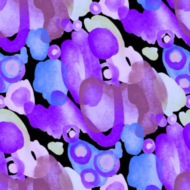 Suluboya, soyut, kusursuz desen. Parlak el yapımı elementlerle yaratıcı doku. Soyut renkli yazdırma.