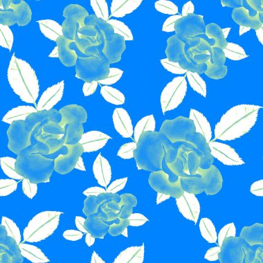 Sulu Boya Dikişsiz desen Güllü