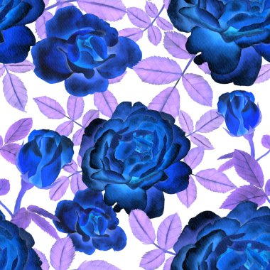 Sulu Boya Dikişsiz desen Güllü