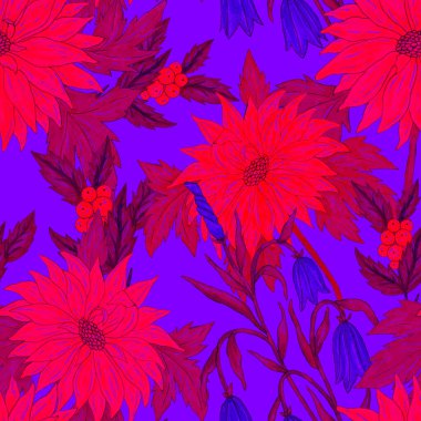 Çiçek buketli suluboya desenli. Klasik botanik çizimi. Her türlü tasarım için zarif bir dekorasyon. Renkli ve soyut çiçekli moda baskısı. Suluboya dokusu.