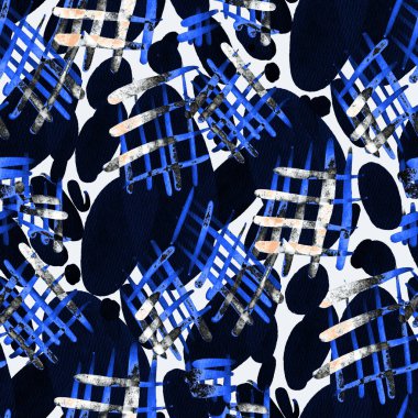 Suluboya, soyut, kusursuz desen. Parlak el yapımı elementlerle yaratıcı doku. Soyut renkli yazdırma.