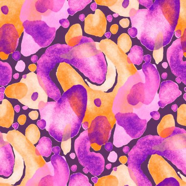 Suluboya, soyut, kusursuz desen. Parlak el yapımı elementlerle yaratıcı doku. Soyut renkli yazdırma.