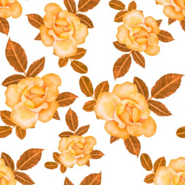 Sulu Boya Dikişsiz desen Güllü