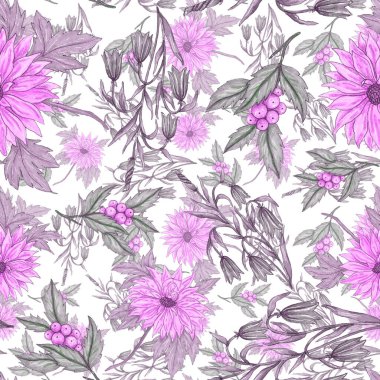 Çiçek buketli suluboya desenli. Klasik botanik çizimi. Her türlü tasarım için zarif bir dekorasyon. Renkli ve soyut çiçekli moda baskısı. Suluboya dokusu.