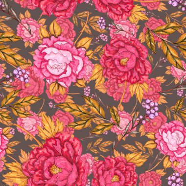 Çiçek buketli suluboya desenli. Klasik botanik çizimi. Her türlü tasarım için zarif bir dekorasyon. Renkli ve soyut çiçekli moda baskısı. Suluboya dokusu.