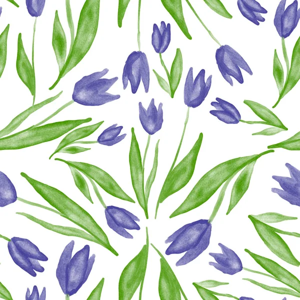 Padrão Sem Costura Aquarela Com Buquês Florais Primavera Ilustração Botânica — Fotografia de Stock