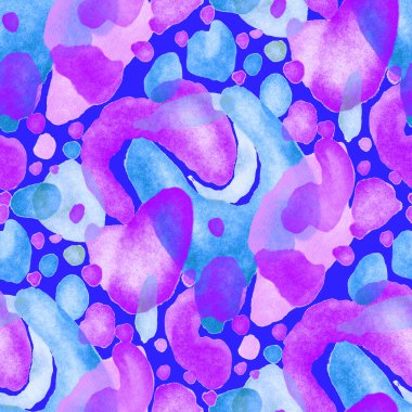 Suluboya, soyut, kusursuz desen. Parlak el yapımı elementlerle yaratıcı doku. Soyut renkli yazdırma.