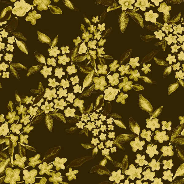 Akvarell Zökkenőmentes Minta Tavaszi Virágcsokrok Vintage Botanikai Illusztráció Elegáns Dekoráció — Stock Fotó