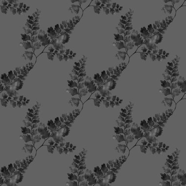 Eğrelti otu yapraklı suluboya desenli. Yaprak süsleme. Klasik botanik egzotik resim duvar kâğıdı.