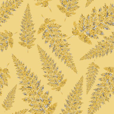 Eğrelti otu yapraklı suluboya desenli. Yaprak süsleme. Klasik botanik egzotik resim duvar kâğıdı.