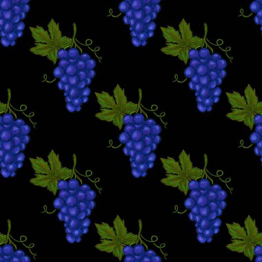 Üzümlü, yaratıcı, kusursuz desen. Yağlı boya etkisi. Parlak yaz baskısı. Her amaç için harika bir tasarım