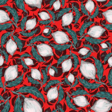 Limonlu, yaratıcı, kusursuz desen. Yağlı boya etkisi. Parlak yaz baskısı. Her amaç için harika bir tasarım