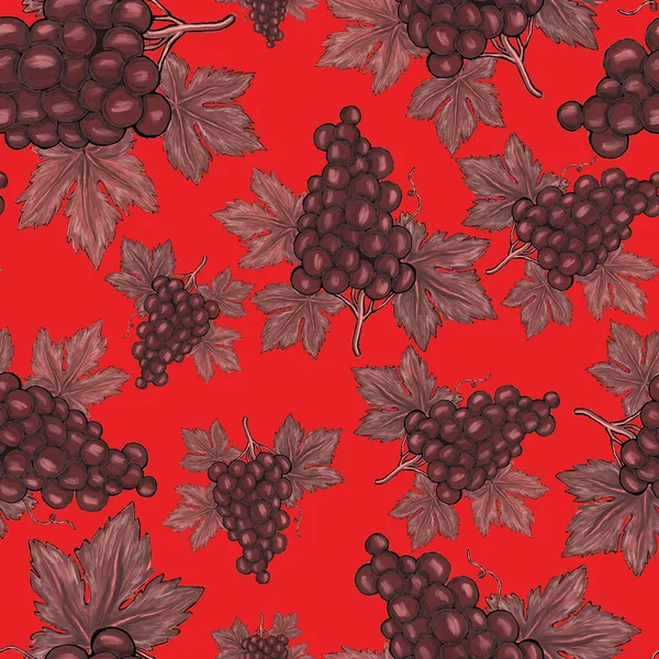 Creative Seamless Pattern Grapes Oil Paint Effect Bright Summer Print — Stock Photo, Image