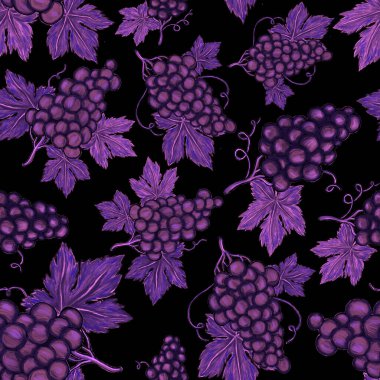 Üzümlü, yaratıcı, kusursuz desen. Yağlı boya etkisi. Parlak yaz baskısı. Her amaç için harika bir tasarım