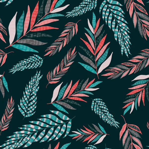 Modern Abstract Seamless Pattern Creative Colorful Tropical Leaves Retro Bright — Stock Photo, Image