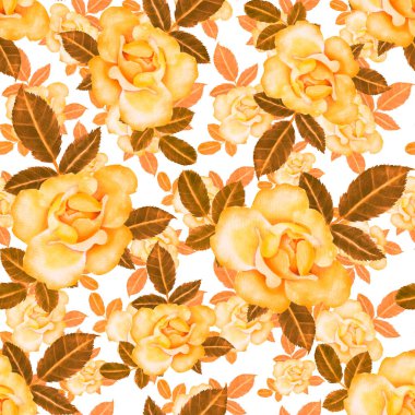 Sulu Boya Dikişsiz desen Güllü