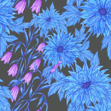 Çiçek buketli suluboya desenli. Klasik botanik çizimi. Her türlü tasarım için zarif bir dekorasyon. Renkli ve soyut çiçekli moda baskısı. Suluboya dokusu.