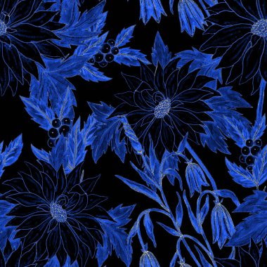 Çiçek buketli suluboya desenli. Klasik botanik çizimi. Her türlü tasarım için zarif bir dekorasyon. Renkli ve soyut çiçekli moda baskısı. Suluboya dokusu.