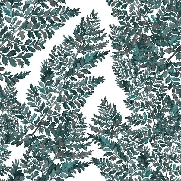 Watercolor Seamless Pattern Fern Leaves Foliage Decoration Vintage Botanical Exotic — 图库照片