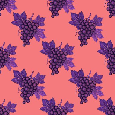 Üzümlü, yaratıcı, kusursuz desen. Yağlı boya etkisi. Parlak yaz baskısı. Her amaç için harika bir tasarım