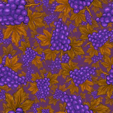 Üzümlü, yaratıcı, kusursuz desen. Yağlı boya etkisi. Parlak yaz baskısı. Her amaç için harika bir tasarım