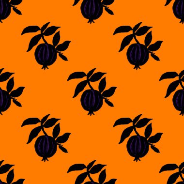 Nar ile yaratıcılığı kusursuz desen. Yağlı boya etkisi. Parlak yaz baskısı. Her amaç için harika bir tasarım