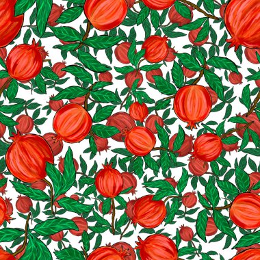 Nar ile yaratıcılığı kusursuz desen. Yağlı boya etkisi. Parlak yaz baskısı. Her amaç için harika bir tasarım