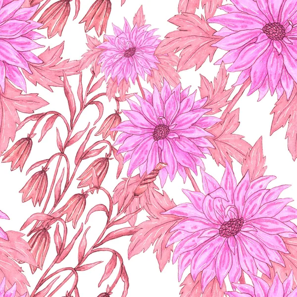 Aquarell Nahtloses Muster Mit Blumensträußen Vintage Botanische Illustration Elegante Dekoration — Stockfoto