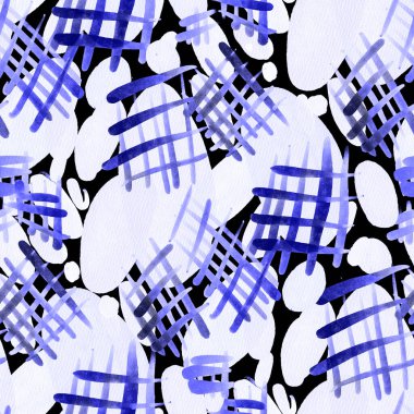 Suluboya, soyut, kusursuz desen. Parlak el yapımı elementlerle yaratıcı doku. Soyut renkli yazdırma.