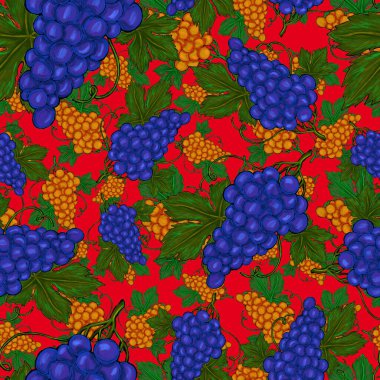 Üzümlü, yaratıcı, kusursuz desen. Yağlı boya etkisi. Parlak yaz baskısı. Her amaç için harika bir tasarım