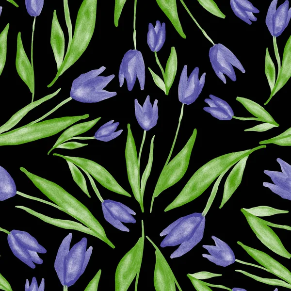 Akvarell Sömlöst Mönster Med Våren Blommiga Buketter Vintage Botanisk Illustration — Stockfoto