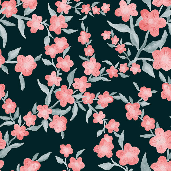 Акварель бесшовный узор с весенними цветочными букетами. Винтажная ботаническая иллюстрация. Элегантное оформление для любого вида дизайна. Мода печать с красочными абстрактными цветами. Акварельная текстура.