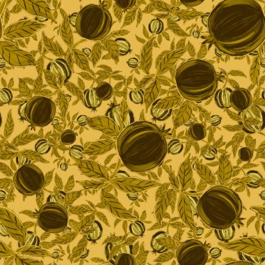 Nar ile yaratıcılığı kusursuz desen. Yağlı boya etkisi. Parlak yaz baskısı. Her amaç için harika bir tasarım