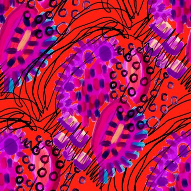 Güzel, parlak soyut elementlerle, yaratıcı, kusursuz bir desen. Her türlü tasarım için renkli bir doku. Grafik olarak soyut bir arkaplan. Çağdaş sanat. Moda modern tarzı.