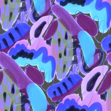 Suluboya, soyut, kusursuz desen. Parlak el yapımı elementlerle yaratıcı doku. Soyut renkli yazdırma.