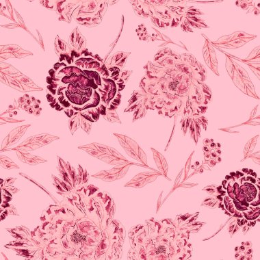 Çiçek buketli suluboya desenli. Klasik botanik çizimi. Her türlü tasarım için zarif bir dekorasyon. Renkli ve soyut çiçekli moda baskısı. Suluboya dokusu.