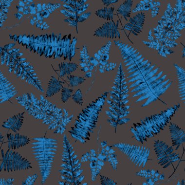 Eğrelti otu yapraklı suluboya desenli. Yaprak süsleme. Klasik botanik egzotik resim duvar kâğıdı.