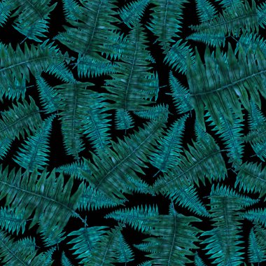 Eğrelti otu yapraklı suluboya desenli. Yaprak süsleme. Klasik botanik egzotik resim duvar kâğıdı.