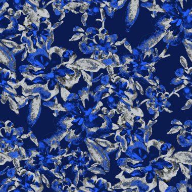 Bahar çiçekleriyle suluboya kusursuz desen. Klasik botanik çizimi. Her türlü tasarım için zarif bir dekorasyon. Renkli ve soyut çiçekli moda baskısı. Suluboya dokusu.