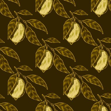 Limonlu, yaratıcı, kusursuz desen. Yağlı boya etkisi. Parlak yaz baskısı. Her amaç için harika bir tasarım