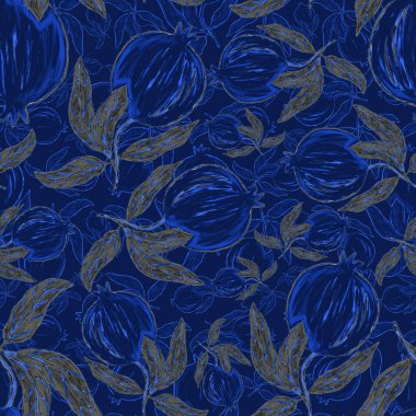 Nar ile yaratıcılığı kusursuz desen. Yağlı boya etkisi. Parlak yaz baskısı. Her amaç için harika bir tasarım