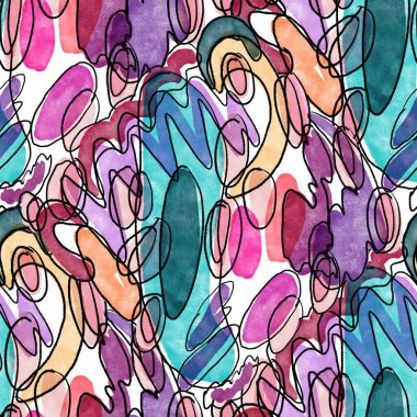Güzel, parlak soyut elementlerle, yaratıcı, kusursuz bir desen. Her türlü tasarım için renkli bir doku. Grafik olarak soyut bir arkaplan. Çağdaş sanat. Moda modern tarzı.