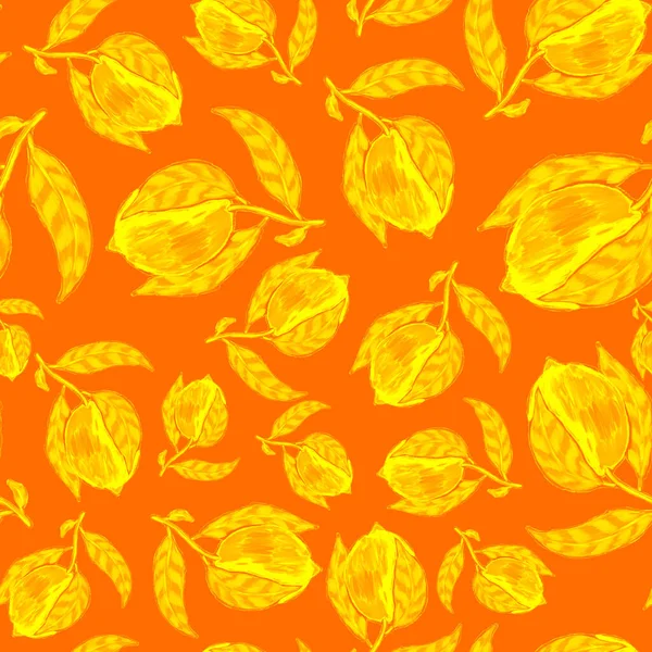 Patrón Creativo Sin Costuras Con Limones Efecto Pintura Óleo Estampado — Foto de Stock