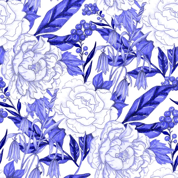 Çiçek buketli suluboya desenli. Klasik botanik çizimi. Her türlü tasarım için zarif bir dekorasyon. Renkli ve soyut çiçekli moda baskısı. Suluboya dokusu.