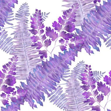 Eğrelti otu yapraklı suluboya desenli. Yaprak süsleme. Klasik botanik egzotik resim duvar kâğıdı.