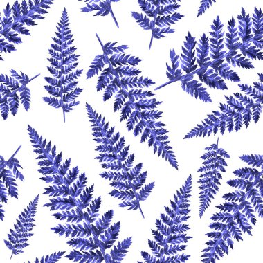 Eğrelti otu yapraklı suluboya desenli. Yaprak süsleme. Klasik botanik egzotik resim duvar kâğıdı.