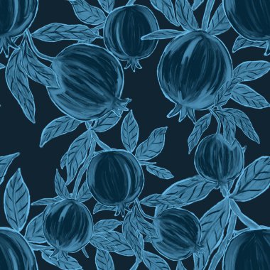 Nar ile yaratıcılığı kusursuz desen. Yağlı boya etkisi. Parlak yaz baskısı. Her amaç için harika bir tasarım