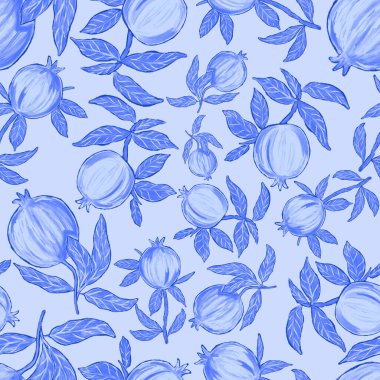 Nar ile yaratıcılığı kusursuz desen. Yağlı boya etkisi. Parlak yaz baskısı. Her amaç için harika bir tasarım