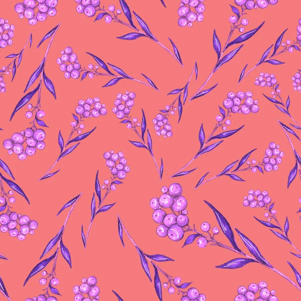 Acquerello Modello Senza Soluzione Continuità Con Mazzi Fiori Illustrazione Botanica — Foto Stock