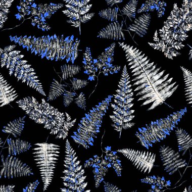 Eğrelti otu yapraklı suluboya desenli. Yaprak süsleme. Klasik botanik egzotik resim duvar kâğıdı.